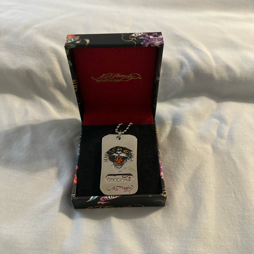 Ed Hardy Silver Tiger Pendant Necklace